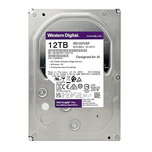 Western Digital 12TB WD Purple Pro Surveillance Internal Hard Drive HDD - SATA 6 Gb/s, 512 MB Cache, 3.5